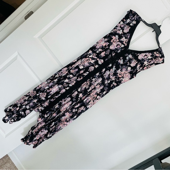 Lola P. Black Lace Floral High Low Maxi Dress Size S - Picture 2 of 11